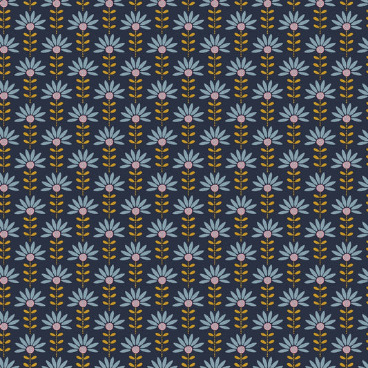 Beschichtete Baumwolle Blumen blau