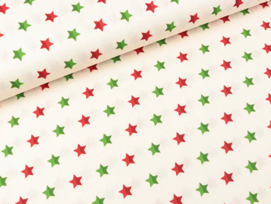 Baumwolle Weihnachten Sterne rot grün