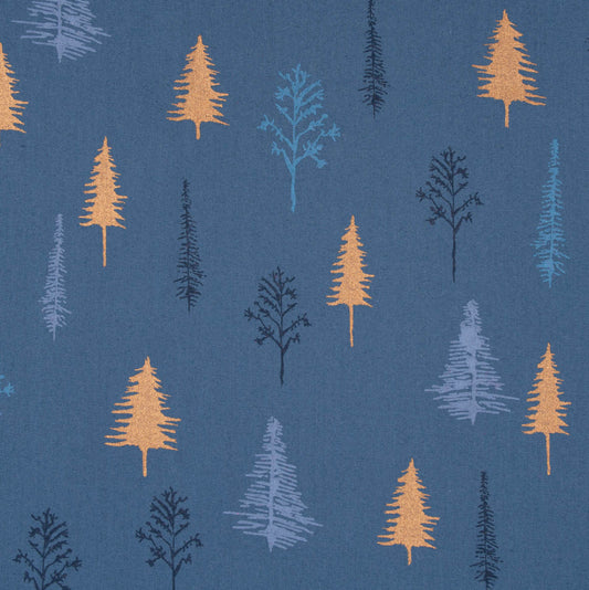 Baumwolle Weihnachten Bäume rauchblau