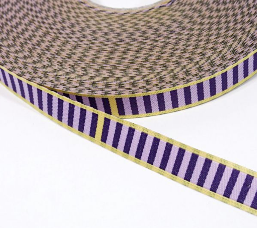 Webband Streifen in violett flieder gelb