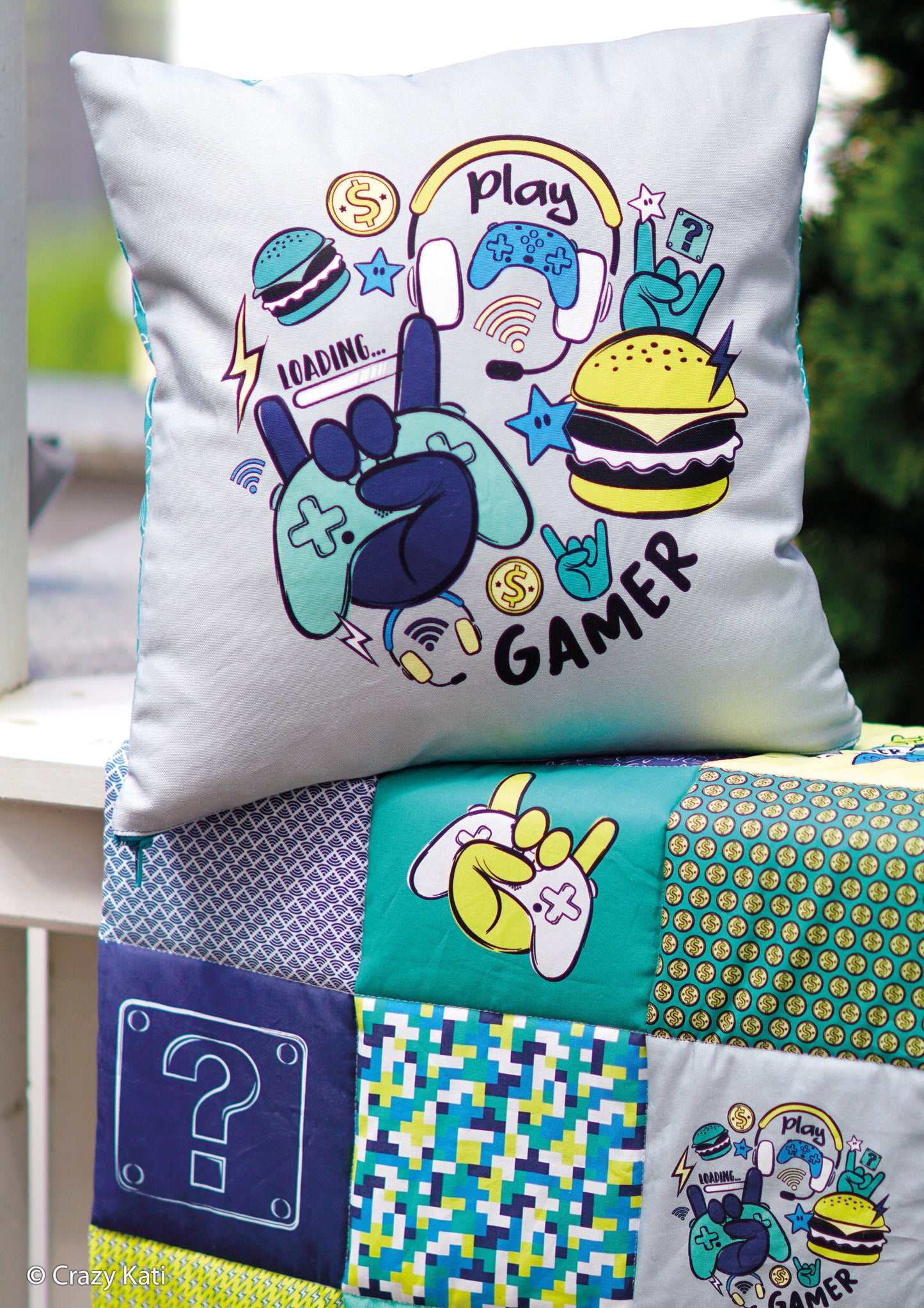 Online Stoffmarkt Angebot 66 - Canvas Panel Happy Pillow - Gamer - by lycklig design